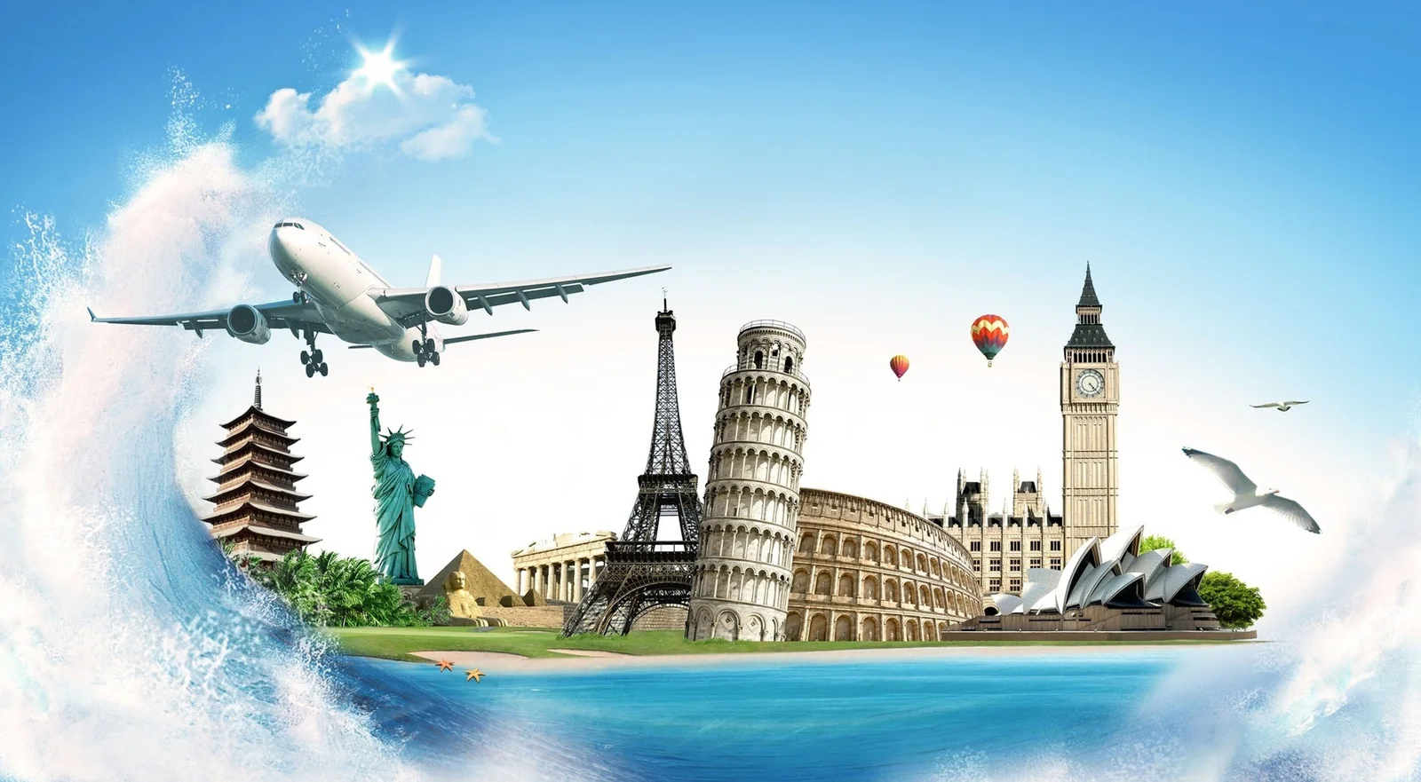 Travel landmarks collage